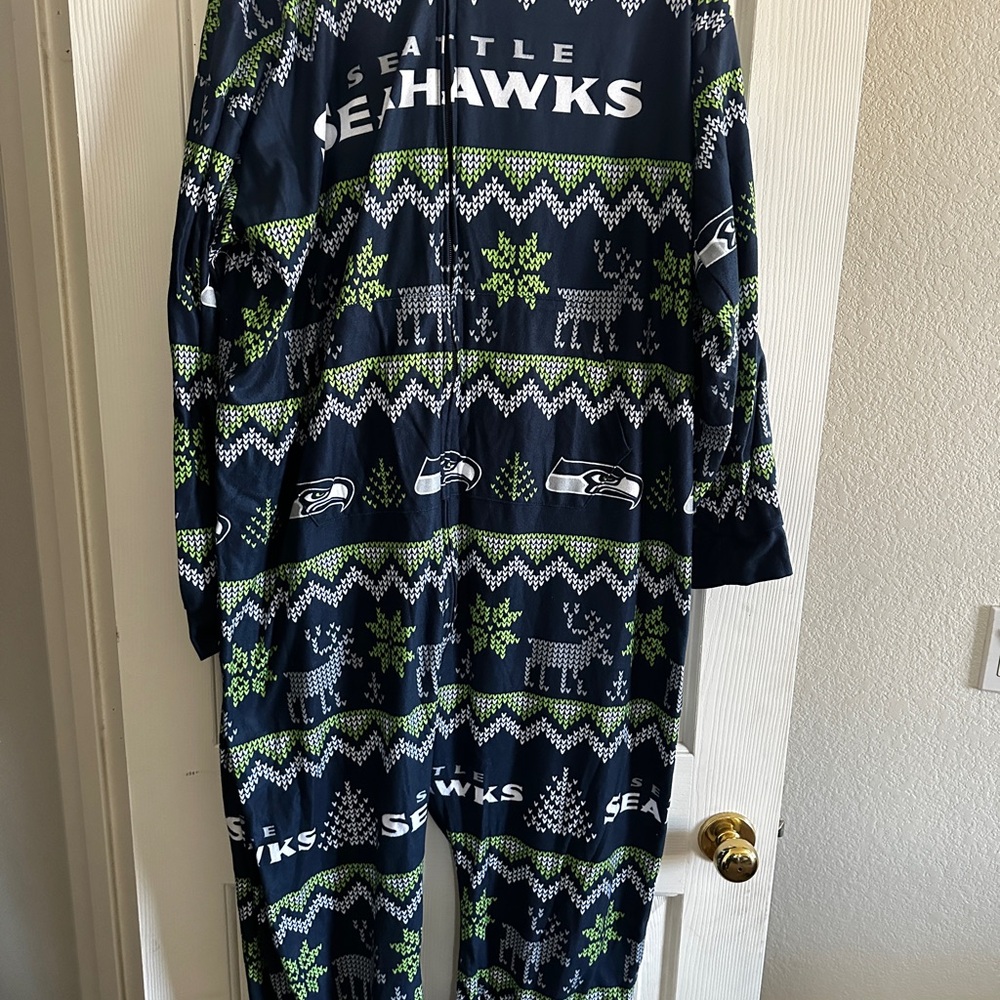 NFL Adult onesie Pajamas - Navy and Lime Green